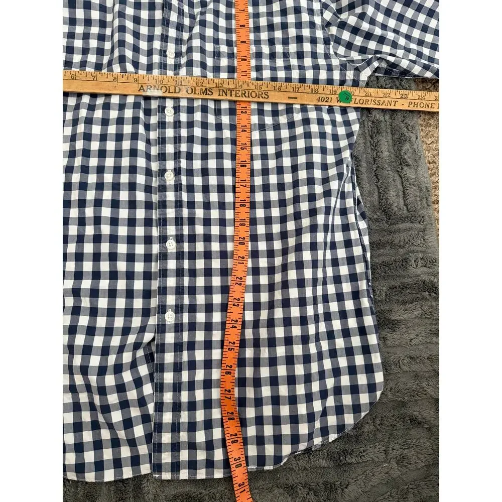 J. Crew | White/Blue Poplin Gingham 2-Ply 100% Cotton Preppy Button Down Shirt